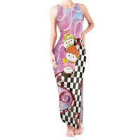 Personalized Japanese Kawaii Sushi Roll Tank Maxi Dress Wagara Palaka Pattern LT9 Women Pink - Polynesian Pride