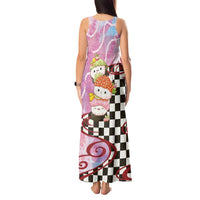 Personalized Japanese Kawaii Sushi Roll Tank Maxi Dress Wagara Palaka Pattern LT9 - Polynesian Pride