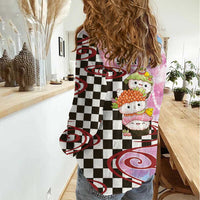 Personalized Japanese Kawaii Sushi Roll Women Casual Shirt Wagara Palaka Pattern LT9 - Polynesian Pride