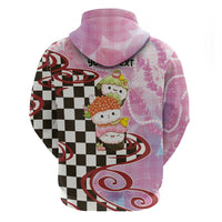 Personalized Japanese Kawaii Sushi Roll Zip Hoodie Wagara Palaka Pattern LT9 - Polynesian Pride