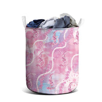 Japanese Koi Fish Laundry Basket Pink Wagara Palaka Honohono Pikake Lei LT9 - Polynesian Pride