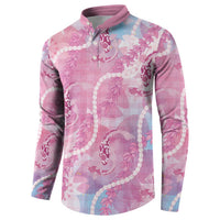 Japanese Koi Fish Button Sweatshirt Pink Wagara Palaka Honohono Pikake Lei LT9 - Polynesian Pride