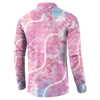 Japanese Koi Fish Button Sweatshirt Pink Wagara Palaka Honohono Pikake Lei LT9 - Polynesian Pride