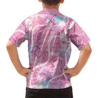 Japanese Koi Fish Family Matching Off Shoulder Short Dress and Hawaiian Shirt Pink Wagara Palaka Honohono Pikake Lei