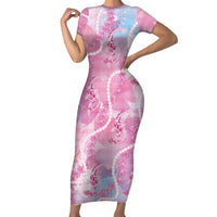 Japanese Koi Fish Family Matching Short Sleeve Bodycon Dress and Hawaiian Shirt Pink Wagara Palaka Honohono Pikake Lei