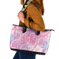 Japanese Koi Fish Leather Tote Bag Pink Wagara Palaka Honohono Pikake Lei LT9 Pink - Polynesian Pride
