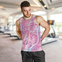 Japanese Koi Fish Men Tank Top Pink Wagara Palaka Honohono Pikake Lei LT9 Pink - Polynesian Pride