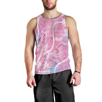Japanese Koi Fish Men Tank Top Pink Wagara Palaka Honohono Pikake Lei LT9 - Polynesian Pride
