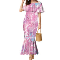 Japanese Koi Fish Mermaid Dress Pink Wagara Palaka Honohono Pikake Lei LT9 Women Pink - Polynesian Pride