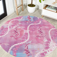 Japanese Koi Fish Round Carpet Pink Wagara Palaka Honohono Pikake Lei LT9 Pink - Polynesian Pride