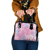 Japanese Koi Fish Shoulder Handbag Pink Wagara Palaka Honohono Pikake Lei LT9 One Size Pink - Polynesian Pride