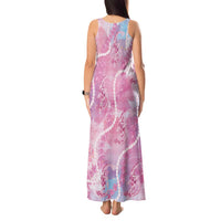 Japanese Koi Fish Tank Maxi Dress Pink Wagara Palaka Honohono Pikake Lei LT9 - Polynesian Pride