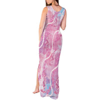 Japanese Koi Fish Tank Maxi Dress Pink Wagara Palaka Honohono Pikake Lei LT9 - Polynesian Pride