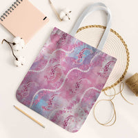 Japanese Koi Fish Tote Bag Pink Wagara Palaka Honohono Pikake Lei LT9 White Strap One Size Pink - Polynesian Pride