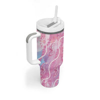 Japanese Koi Fish Tumbler With Handle Pink Wagara Palaka Honohono Pikake Lei LT9 - Polynesian Pride