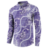 Japanese Koi Fish Button Sweatshirt Purple Wagara Palaka Honohono Pikake Lei LT9 - Polynesian Pride