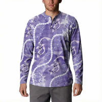 Japanese Koi Fish Button Sweatshirt Purple Wagara Palaka Honohono Pikake Lei LT9 - Polynesian Pride