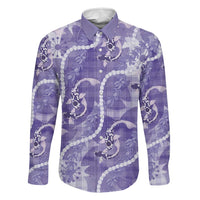 Japanese Koi Fish Family Matching Off Shoulder Short Dress and Hawaiian Shirt Purple Wagara Palaka Honohono Pikake Lei