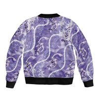 Japanese Koi Fish Sleeve Zip Bomber Jacket Purple Wagara Palaka Honohono Pikake Lei LT9 - Polynesian Pride