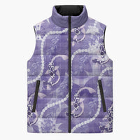 Japanese Koi Fish Sleeveless Puffer Jacket Purple Wagara Palaka Honohono Pikake Lei LT9 Unisex Purple - Polynesian Pride