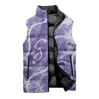 Japanese Koi Fish Sleeveless Puffer Jacket Purple Wagara Palaka Honohono Pikake Lei LT9 - Polynesian Pride