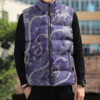 Japanese Koi Fish Sleeveless Puffer Jacket Purple Wagara Palaka Honohono Pikake Lei LT9 - Polynesian Pride