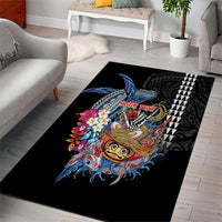 Personalized Japanese Koi Fish Ramen Area Rug Aloha Shark Kakau Pattern LT9 - Polynesian Pride