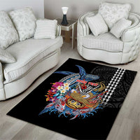 Personalized Japanese Koi Fish Ramen Area Rug Aloha Shark Kakau Pattern LT9 - Polynesian Pride
