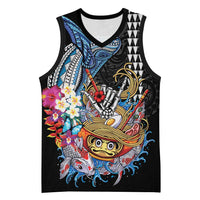 Personalized Japanese Koi Fish Ramen Basketball Jersey Aloha Shark Kakau Pattern LT9 Unisex Black - Polynesian Pride