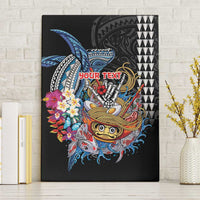 Personalized Japanese Koi Fish Ramen Canvas Wall Art Aloha Shark Kakau Pattern LT9 Without Frame Black - Polynesian Pride