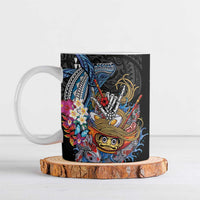 Personalized Japanese Koi Fish Ramen Ceramic Mug Aloha Shark Kakau Pattern LT9 Black - Polynesian Pride