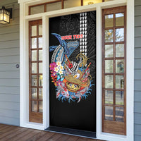 Personalized Japanese Koi Fish Ramen Door Cover Aloha Shark Kakau Pattern LT9 - Polynesian Pride