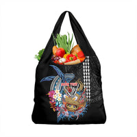 Personalized Japanese Koi Fish Ramen Grocery Bag Aloha Shark Kakau Pattern LT9 1-pack One Size Black - Polynesian Pride