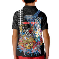 Personalized Japanese Koi Fish Ramen Kid Polo Shirt Aloha Shark Kakau Pattern LT9 - Polynesian Pride