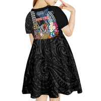 Personalized Japanese Koi Fish Ramen Kid Short Sleeve Dress Aloha Shark Kakau Pattern LT9 - Polynesian Pride