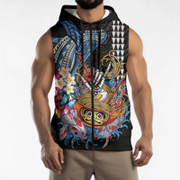 Personalized Japanese Koi Fish Ramen Sleeveless Zip Hoodie Aloha Shark Kakau Pattern LT9 - Polynesian Pride