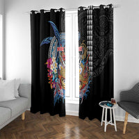 Personalized Japanese Koi Fish Ramen Window Curtain Aloha Shark Kakau Pattern LT9 With Grommets Black - Polynesian Pride