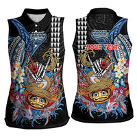Personalized Japanese Koi Fish Ramen Women Sleeveless Polo Shirt Aloha Shark Kakau Pattern LT9 - Polynesian Pride