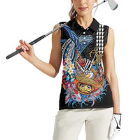 Personalized Japanese Koi Fish Ramen Women Sleeveless Polo Shirt Aloha Shark Kakau Pattern LT9 - Polynesian Pride