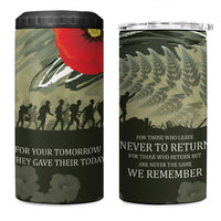 ANZAC Day We Remember 4 in 1 Can Cooler Tumbler Maori Silver Fern Camouflage Motif LT9 One Size: 16 oz Green - Polynesian Pride