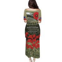 ANZAC Day We Remember Puletasi Maori Silver Fern Camouflage Motif LT9 - Polynesian Pride