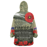 ANZAC Day We Remember Wearable Blanket Hoodie Maori Silver Fern Camouflage Motif LT9 - Polynesian Pride