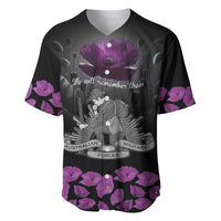 ANZAC Day Remembrance Baseball Jersey Purple Poppy We Will Remember Them LT9 Purple - Polynesian Pride
