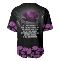 ANZAC Day Remembrance Baseball Jersey Purple Poppy We Will Remember Them LT9 - Polynesian Pride
