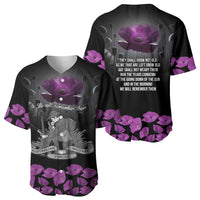 ANZAC Day Remembrance Baseball Jersey Purple Poppy We Will Remember Them LT9 - Polynesian Pride