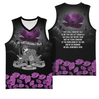 ANZAC Day Remembrance Basketball Jersey Purple Poppy We Will Remember Them LT9 - Polynesian Pride