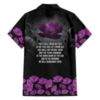 ANZAC Day Remembrance Family Matching Long Sleeve Bodycon Dress and Hawaiian Shirt Purple Poppy We Will Remember Them