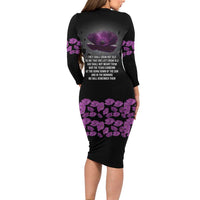 ANZAC Day Remembrance Family Matching Long Sleeve Bodycon Dress and Hawaiian Shirt Purple Poppy We Will Remember Them