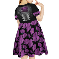 ANZAC Day Remembrance Kid Short Sleeve Dress Purple Poppy We Will Remember Them LT9 - Polynesian Pride