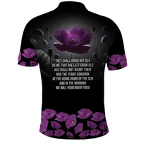 ANZAC Day Remembrance Polo Shirt Purple Poppy We Will Remember Them LT9 - Polynesian Pride